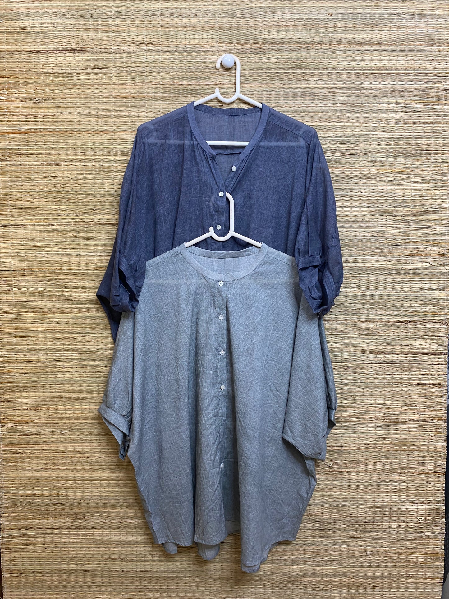 Blue & Grey Stonewashed Cotton Blouse