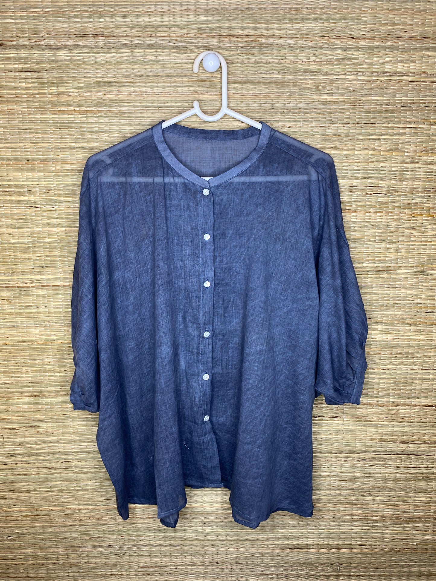 Blue & Grey Stonewashed Cotton Blouse