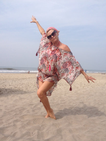 floral printed oversized beach tunic 
