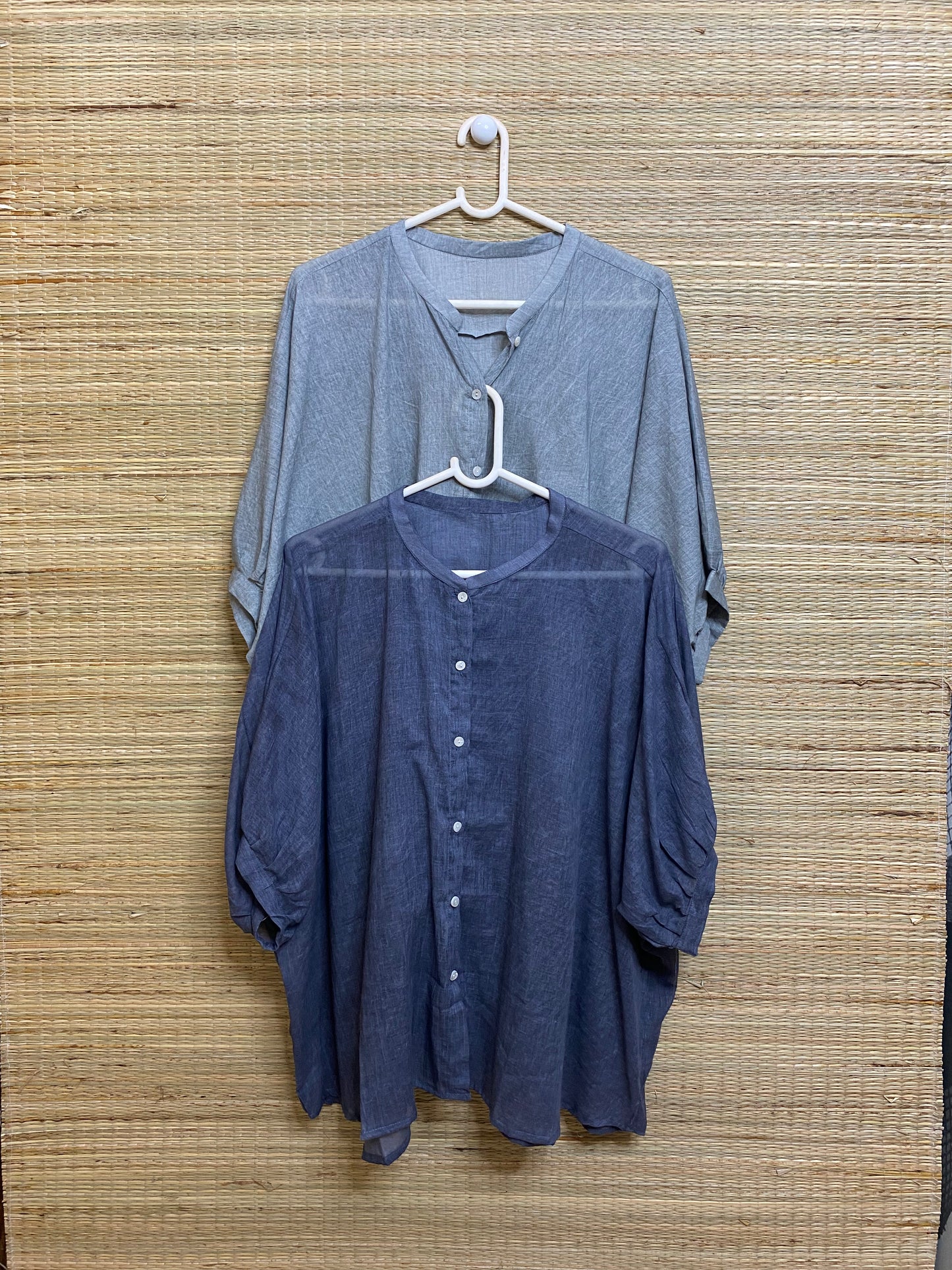 Blue & Grey Stonewashed Cotton Blouse