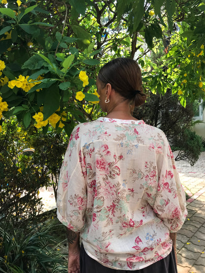 Beige Floral Blouse