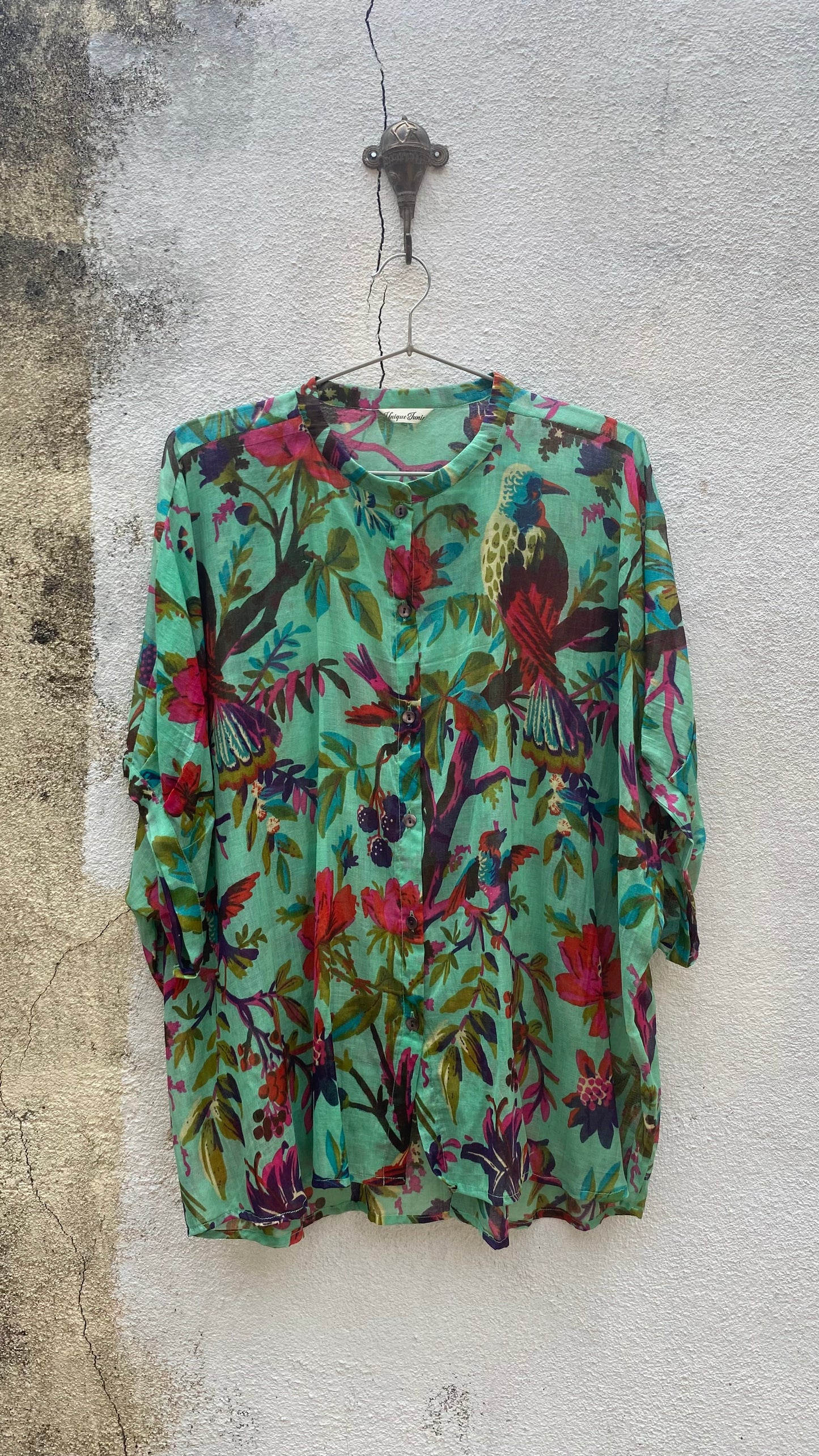 Turquoise Floral Blouse
