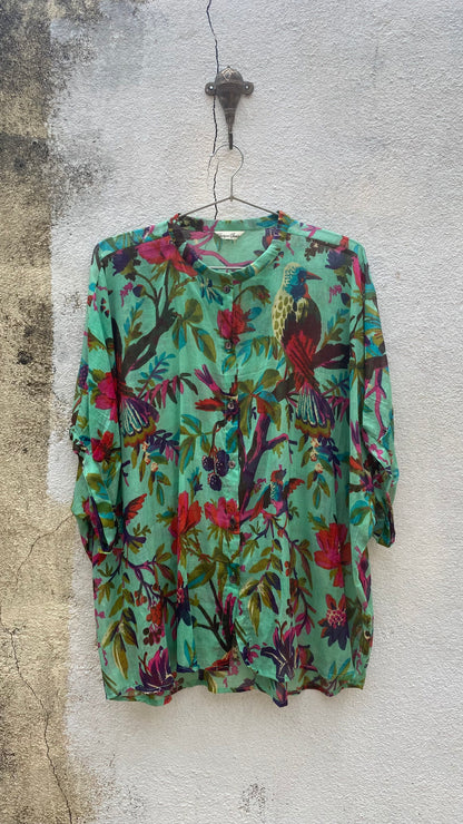 Turquoise Floral Blouse