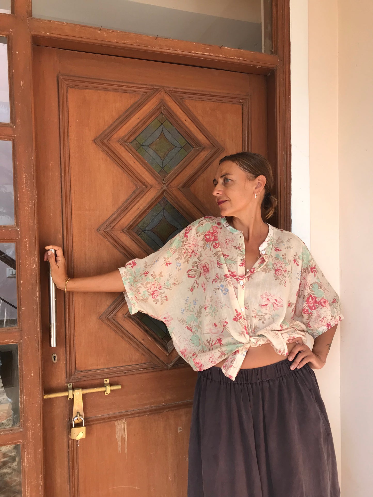 Beige Floral Blouse