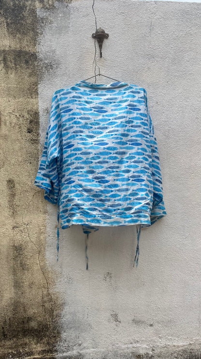 Blue Sardines Kimono