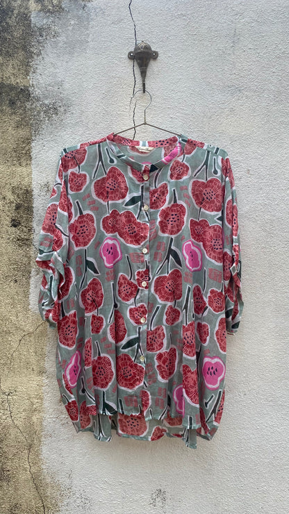 Pink Flowers Blouse
