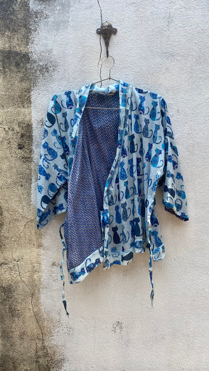 Blue Cat Kimono
