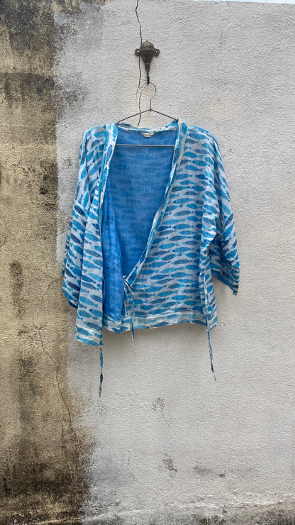 Blue Sardines Kimono