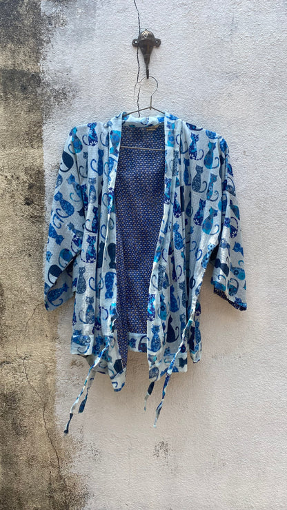 Blue Cat Kimono