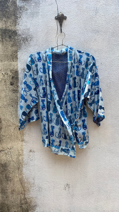 Blue Cat Kimono